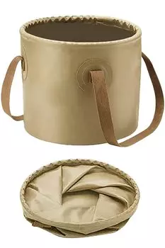 Ведро складное рыболовное 10 литров бежевое диаметр 25 см x высота 20 см 200 г ванночка для ног на открытом воздухе ставрида мусор холодный мешок (охра) Водонепроницаемость/Размеры