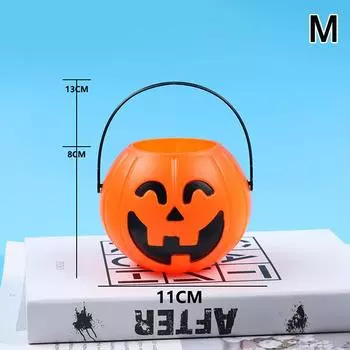 Ведро-тыква для конфет на Хэллоуин, держатель для ведерка, мини-корзина, подарок на Хэллоуин, реквизит для украшения дома M