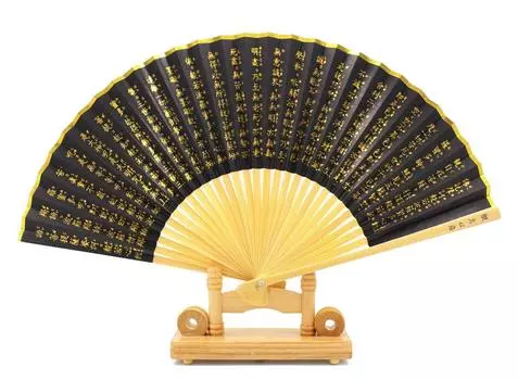 Веер 7sun 5min размер Сутра Сердца с держателем веера [SAWAN] (22см) Мужской