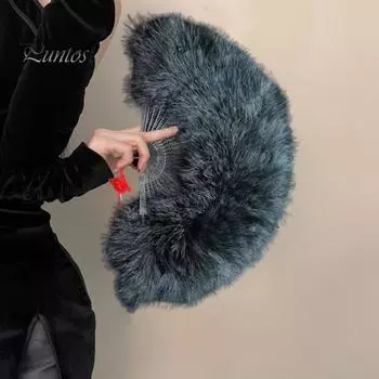 Веер для шампанского с подвеской с кисточками. Роскошный полый резной великолепный толстый перо. Элегантный ручной веер. розы красного