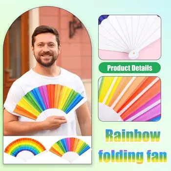 Веер для тайцзи с цветной полосой, складной пластиковый веер для танцев, веер для кунг-фу, веер для развлечений One Size