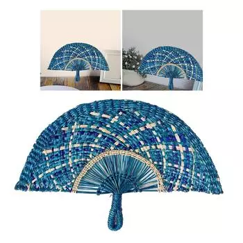 Веер из натуральной соломы ручной работы для летнего охлаждения, настенный дисплей и подарок. Веер Hamdmade 4