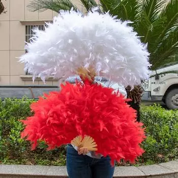 Веер из перьев Cheongsam Night Shanghai Dance Performance Плюшевый меховой веер в древнем стиле Китайской Республики оранжевый