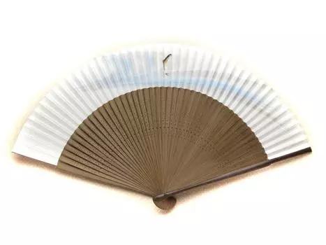 Веер Киото Веер Аю с видом на воду Сделано в Японии Веер Киото из бумаги Двусторонний веер ручной работы с японским узором для мужчин белый