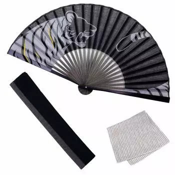 Веер Набор с веером Тигр [Osaka Choseido] Веер, Мужской, Модный, Деловой, Сумка, Держатель, Платок, Зверь,