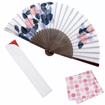 Веер Набор вееров со стильным белым веером [Osaka Choseido], женский, модный, деловой, сумка, держатель, носовой платок, цветок, белый