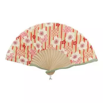 Веер Onishi Fan Ripple Wave Bone Cloth Fan 21 Striped Green 21 [производитель Ken] женский 52-419 Sakura/Pink