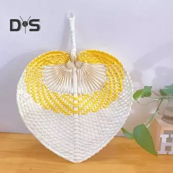 Веер ручной работы из натурального бамбука, рафии, ручной веер из пальмовых листьев в китайском стиле, летний охлаждающий веер, украшение для свадебной вечеринки белый/фиолетовый