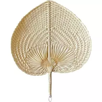 Веер ручной работы Ручной веер из ротанга Китайский стиль Бамбуковый ручной веер Вентиляторы с лопастями Тканый веер для домашнего декора Свадебный сувенир Пляж В помещении На открытом воздухе бежевый