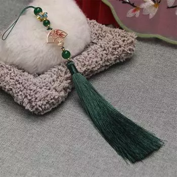 Веер с ледяной нитью, подвесная кисточка, антикварное украшение в стиле ханьфу, кисточка, прессованная планка в этническом стиле, украшение для дома