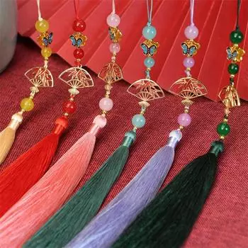 Веер с ледяной нитью, подвесная кисточка, антикварное украшение в стиле ханьфу, кисточка, прессованная планка в этническом стиле, украшение для дома