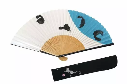 Веер с презентацией веера, сделано в Японии [Hasegawa] Женская сумка, коробка, (Черная кошка)