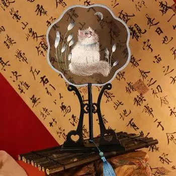 Веер с вышивкой Туан Веер с подвеской Шелковый веер Классический китайский стиль Веер Реквизит для фотосъемки Style 1