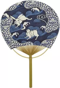 Веер Shikoku Uchiwa, унисекс, кролик, 28 x 41 см, Gen emon, прибл.