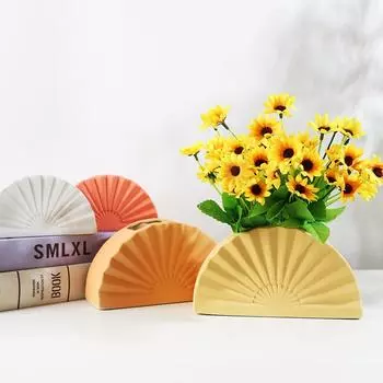 Веерообразная художественная ваза для цветов, керамическая гидропонная ваза, цветочная композиция, домашний декор, настольные украшения, украшение для сада No.1