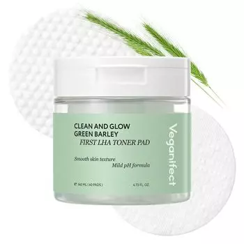 Veganifect Official Clean Glow Aomagi First LHA Toner Pad Single Cosmetics (Веганский эффект) & (60 штук) Товар/Корейский