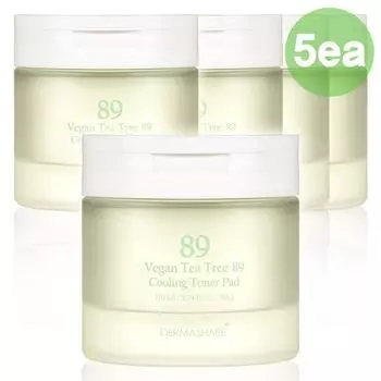 Веганский Dermashare Tea Tree 89% охлаждающий успокаивающий смягчающий большой емкости не раздражающий слабокислотный тоник для проблемной кожи 70 листов 170 мл, 5 штук