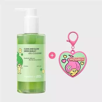 Веганский гель-пенка для умывания Vegan Effect Green Barley LHA Edition Good Luck Troll (205мл) Keyring (Gel Cleanser Good Luck Troll)