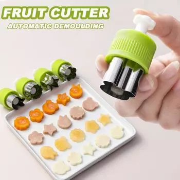 Vegetable Fruit Cutter for Kids Animal Cartoon Shape Mold Pressing Automatic Demoulding Cake Cookie Cutting Mold Bento Tools