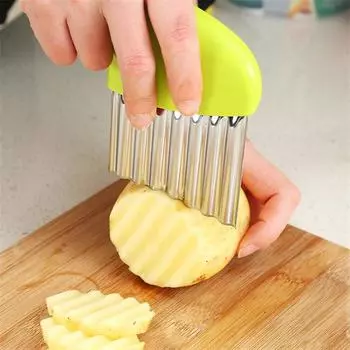Vegetable Potato Carrot Wavy Cutter Potato Chips Stainless Steel Corrugated Wave Blade Kitchen Wrinkled French Fries Tool