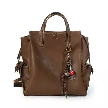 Vegetable Tanning Leather Backpack Backpack 2025 New Women s Clothes 14-Inch Computer Bag Large Capacity Work Commuter Tote Black small size without pendant