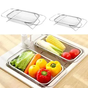 Vegetables Strainer Basket Stainless Steel with Fine Mesh Expandable Over Sink Colander Colander Fruits Strainer Basket for Home