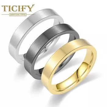 Вегетарианское кольцо диаметром 4 мм. Простое кольцо из матовой титановой стали. 5 золотой