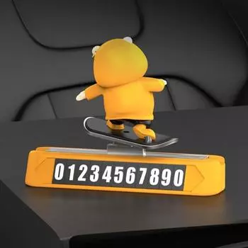 Vehicle License Plate Phone Number Car Bear Decoration Vehicle Decorating Car Doll Dashboard Figure Parking Number Plate чёрный