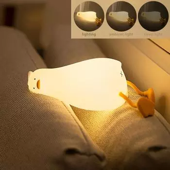Veilleuses Led forme canard lampe Rechargeable USB Silicone, dessin anim dcoration chambre d enfant, cadeau d anniversaire теплый желтый