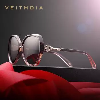 VEITHDIA женские солнцезащитные очки с поляризованными градиентными линзами, роскошные женские дизайнерские солнцезащитные очки, аксессуары для очков для женщин 3158 чёрный