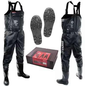 Вейдерсы Chest High Waders Radial Sole AIRBORNE XL Black Disaster Prevention Disaster [Платье] [Рост] 175~180 [Ботинки] 27~27.5 чёрный