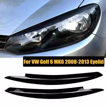 Веко для Volkswagen VW Golf 6 MK6 GTI GTR 2008-2013, передняя фара, крышка для бровей, наклейка на крышку автомобиля Glossy Black