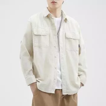 Вельветовая американская рубашка Tooling мужская модная брендовая свободная большого размера повседневная мужская рубашка Ruffian куртка топ M серый