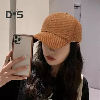 Вельветовая бейсбольная кепка с большими полями, плотная полосатая текстура, кепка с козырьком, однотонная, регулируемая окружность, походная, дорожная, для шопинга синий