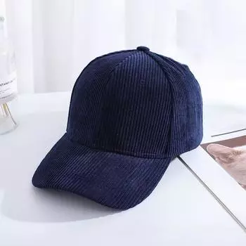 Вельветовая бейсболка Осенняя мода Женские Дикие Однотонные Шляпы J Navy Blue