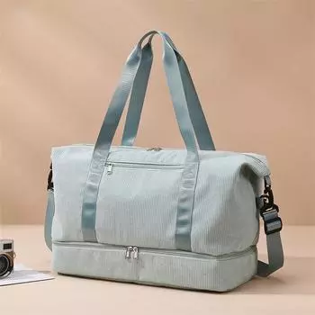 Вельветовая дорожная сумка для фитнеса, спортивная сумка для мужчин и женщин, большая вместительная сумка для багажа, сумка для сухого и влажного отделения с разделительными сумками для обуви бежевый