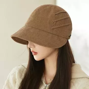 Вельветовая кепка осень-зима большая окружность головы рыболовная шляпа женская панама чёрный