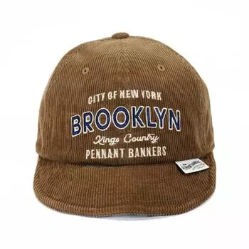 Вельветовая кепка с гибкими полями, проволочная кепка, бейсболка, кепка BB, повседневная, для активного отдыха [PENNANT BANNERS], мужская [коричневая/размер 56–60 см, регулируемый ремень] (ПБ085) коричневый