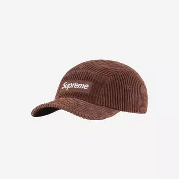 Вельветовая кепка Supreme Camp Коричневая 22SS -