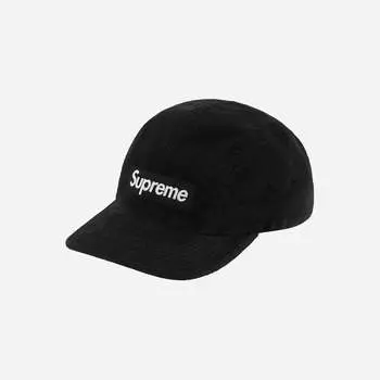 Вельветовая кепка Supreme Fine Wale Camp, черная 21SS -