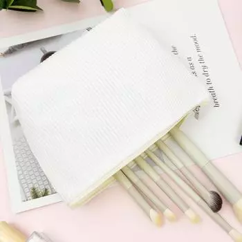 Вельветовая косметичка-пельмень с несколькими отделениями, портативный дорожный органайзер для кистей и туалетных принадлежностей белый