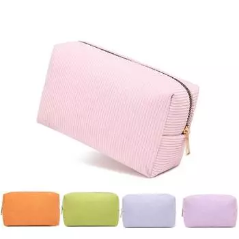 Вельветовая косметичка ярких цветов, большой женский органайзер для туалетных принадлежностей, косметичка на молнии, кошелек, дорожный клатч для хранения косметики белый