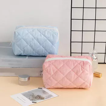 Вельветовая косметичка, симпатичная женская сумка для хранения, портативная косметичка большой вместимости One Size белый