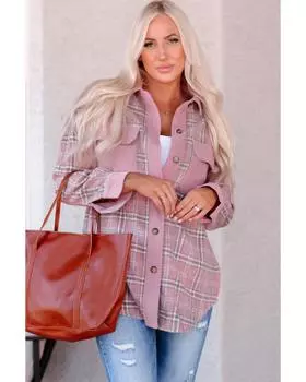 Вельветовая куртка Azura Exchange Plaid M розовый
