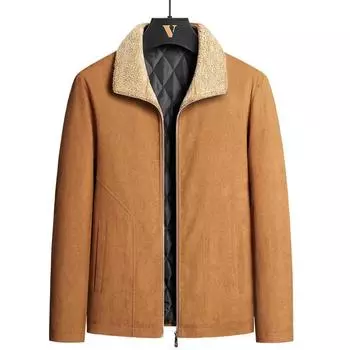 Вельветовая куртка, мужская хлопковая куртка, повседневная мужская куртка из хлопка с утолщенными лацканами L чёрный