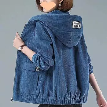 Вельветовая куртка женская утепленная зимняя одежда весенне-осенняя одежда свободный короткий топ XXXXXL