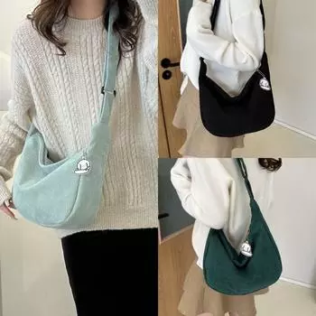 Вельветовая ленивая стильная универсальная японская литература и искусство одно плечо кроссбоди студенческая повседневная женская простая сумка для пельменей