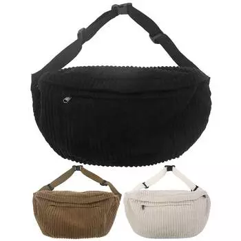 Вельветовая модная поясная сумка, повседневная сумка на ремне, однотонная нагрудная сумка для мужчин и женщин чёрный