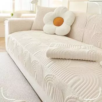 Вельветовая подушка для дивана кремового цвета, новинка 2024 года, универсальная подушка для четырех сезонов, нескользящая кожаная ткань для чехла на диван 70*70cm