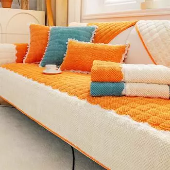 Вельветовая подушка для дивана, универсальная плюшевая подушка на четыре сезона, нескользящий чехол для дивана, чехол на спинку, тканевый зимний чехол 70*70